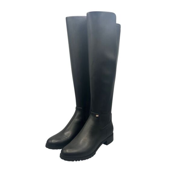New NIB Michael Kors Knee High Britt Boot 7.5M Faux Leather Black - Picture 1 of 13